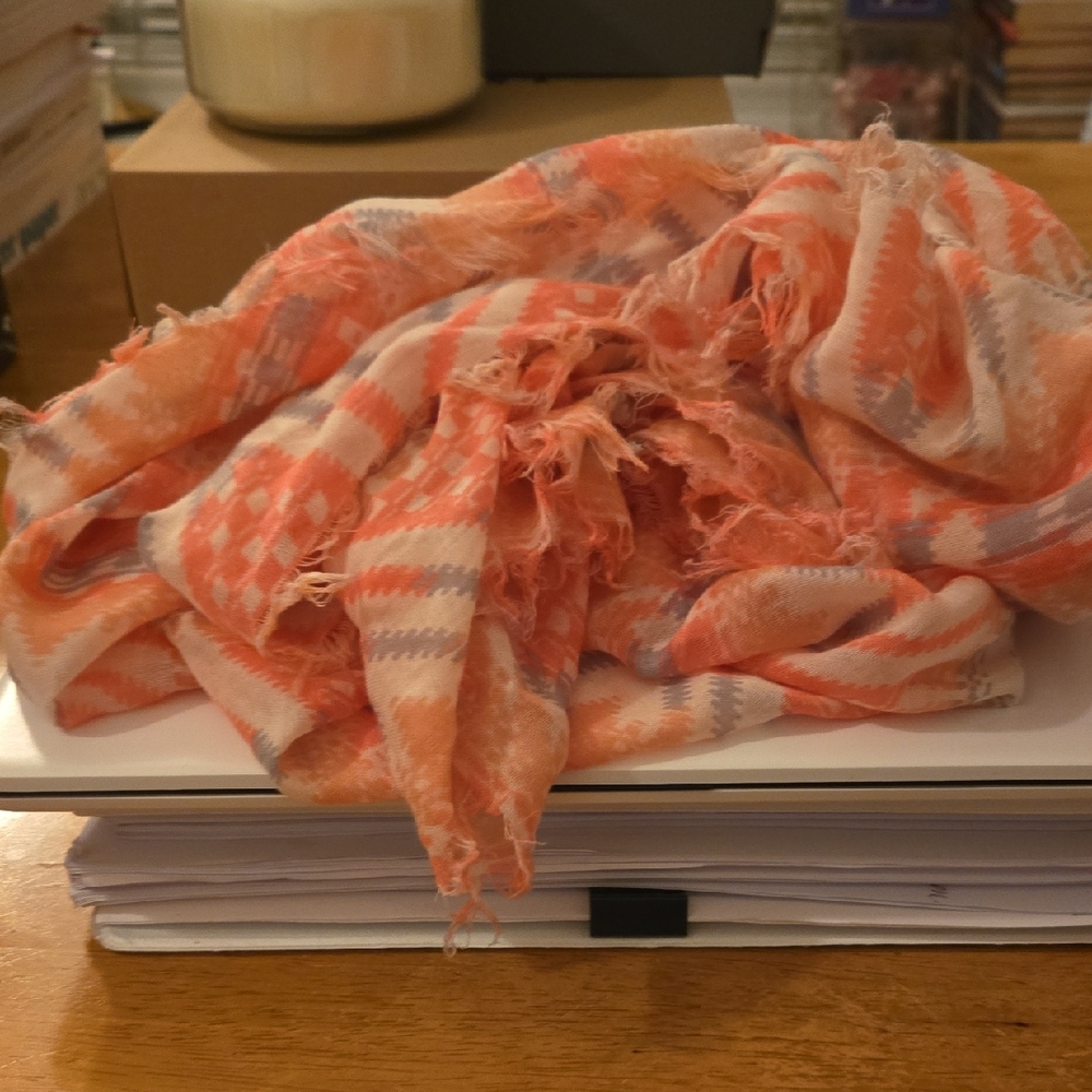 Plaid Orange and Pink Scarf